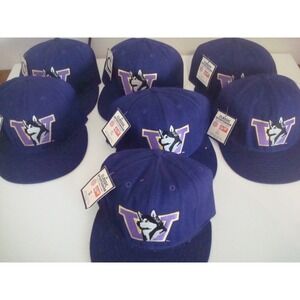 7PC LOT WASHINGTON HUSKIES 80S FITTED  NEW 90S HAT CAP DEADSTOCK  VINTAGE T7‎